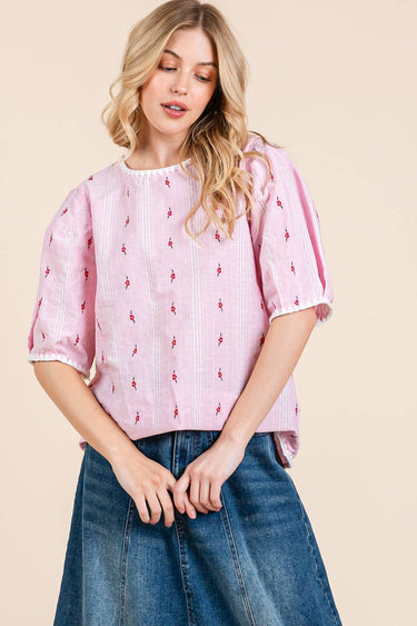 Floral Short Sleeved Blouse,